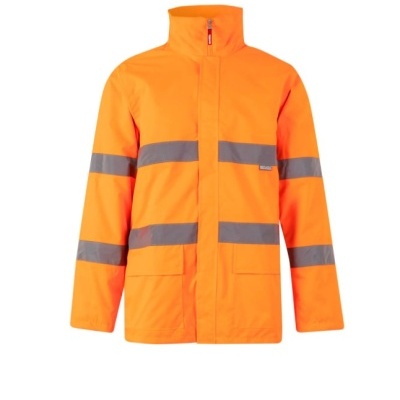 Casaco de alta visibilidade laranja com faixas refletoras cinzentas
