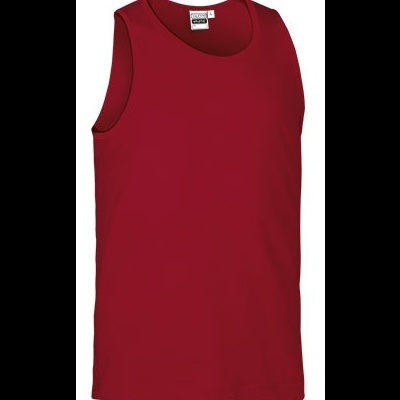 Camisola de alças vermelha com etiqueta da marca Champion e tamanho L