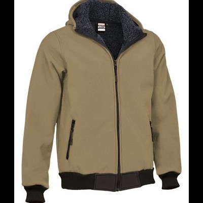 Casaco bege com fecho e forro cinza