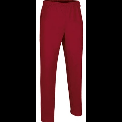 Calças vermelhas compridas com elástico na cintura