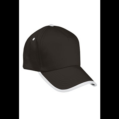Boné preto com borda branca na aba em fundo branco