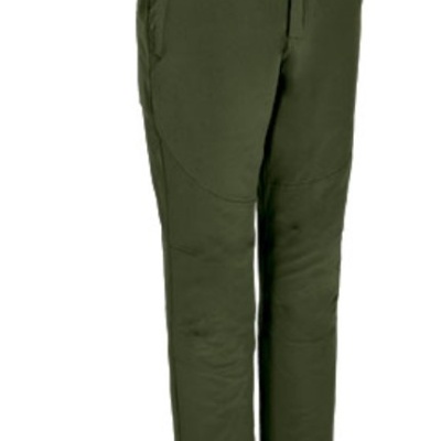 Calças verdes de tecido liso com bolsos laterais