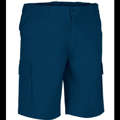 Calções azuis escuros com bolsos laterais e cintura elástica