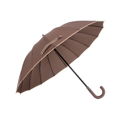 Guarda-chuva castanho com cabo curvo