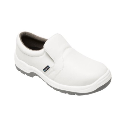 Sapato branco com sola cinza e elástico lateral