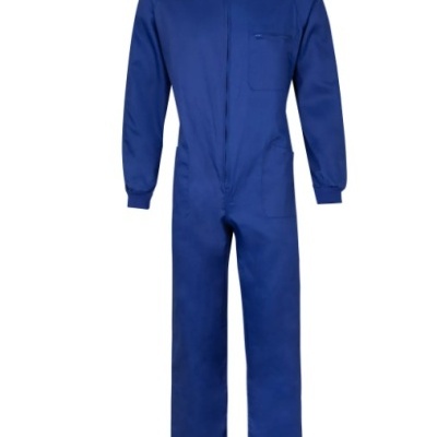 Macacão de trabalho azul com mangas compridas e bolso no peito