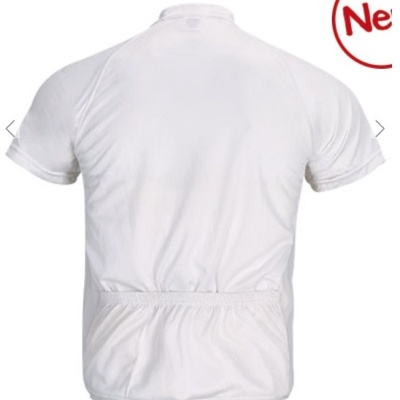 Camisola de ciclismo branca de manga curta com bolso traseiro