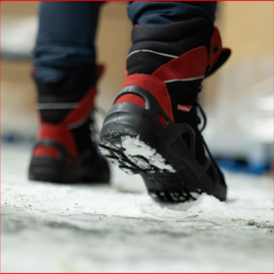 Botas de neve vermelhas e pretas com sola antiderrapante e logotipo Tiwel