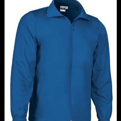 Casaco azul com fecho de correr e gola clássica