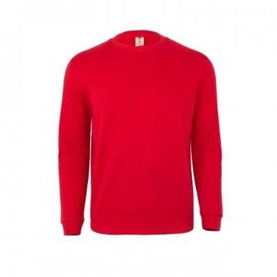 Sweatshirt vermelha de gola redonda com punhos e bainha canelados