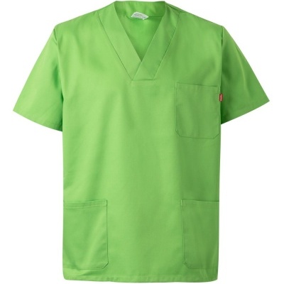 Camisola médica verde clara com bolsos e gola em V