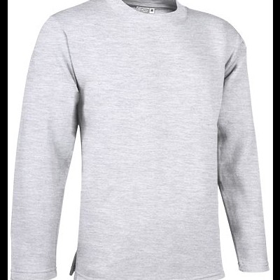 Camisola de manga comprida cinzenta clara com gola redonda