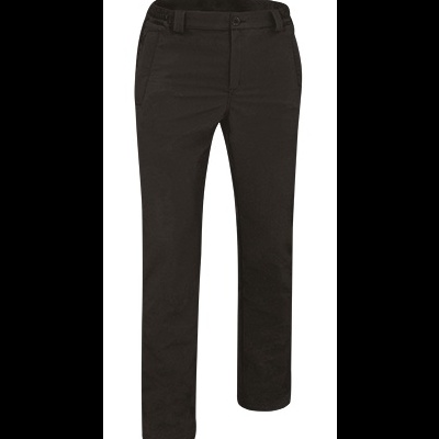 Calças pretas masculinas com fecho de botão e cinto