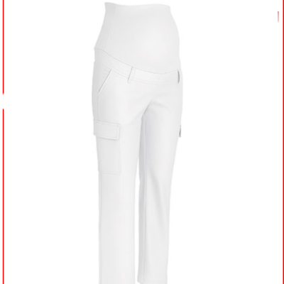 Calças de grávida brancas com bolso cargo e cintura elástica