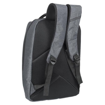 Mochila cinzenta com alças acolchoadas e costas pretas texturizadas