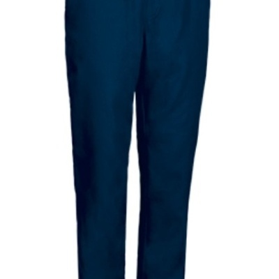 Calças compridas azuis com cós elástico e bolsos