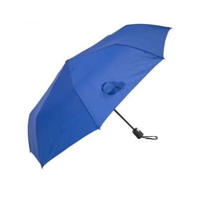 Guarda-chuva azul dobrável com cabo preto