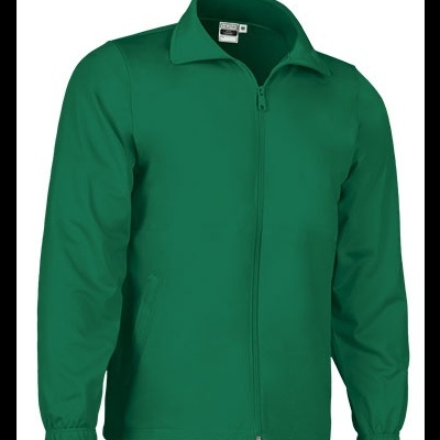 Casaco verde com fecho de correr e gola clássica