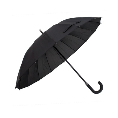 Guarda-chuva preto aberto com cabo curvado
