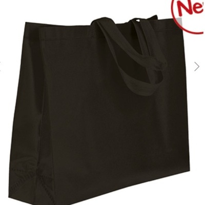 Saco preto de tecido com alças duplas e reforço nas costuras