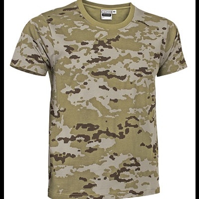 T-shirt masculina camuflada verde bege castanho