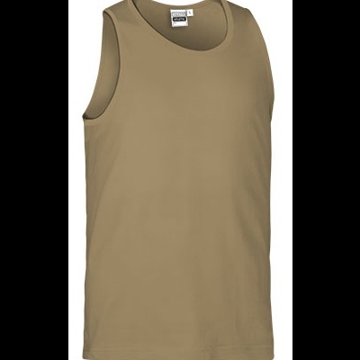 Camiseta regata bege claro masculina com etiqueta visível