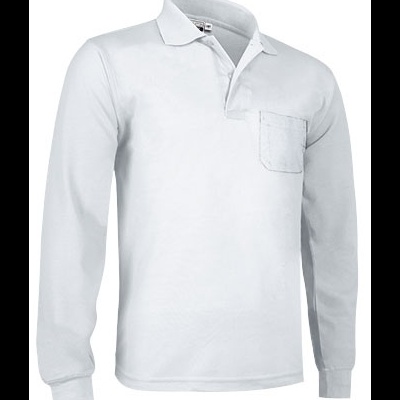 Polo branco de manga comprida com bolso no peito