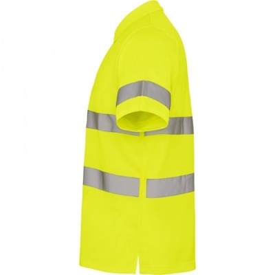 Pólo amarelo fluorescente com faixas refletoras cinzentas