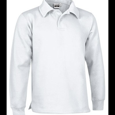 Camisola polo branca de manga comprida com gola e botões