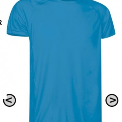 Camiseta unissexo azul de manga curta com gola redonda