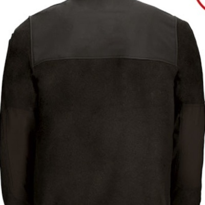 Casaco preto com reforço na parte superior atrás e gola alta