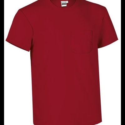 Camiseta vermelha de manga curta com bolso no peito