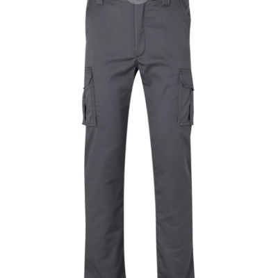 Calças cinzentas estilo cargo com bolsos laterais