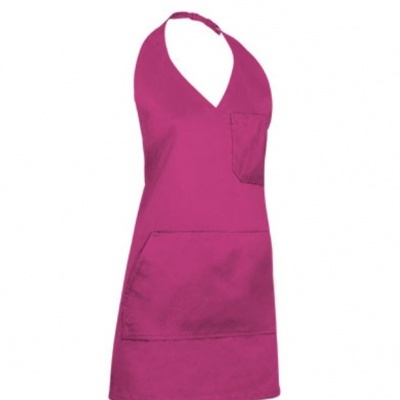 Avental feminino rosa com bolsos, fundo branco