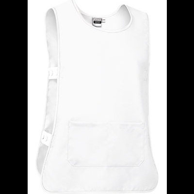 Colete branco com bolso frontal e fechos laterais ajustáveis