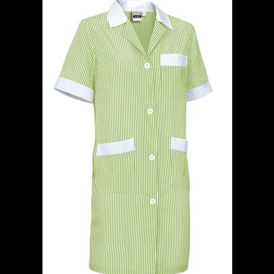 Casaco de trabalho verde com riscas brancas e detalhes brancos