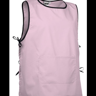 Colete de trabalho cor-de-rosa claro com bolso frontal e acabamento preto