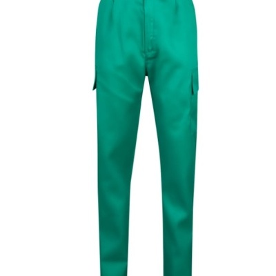 Calças verdes com bolsos laterais e cinta elástica