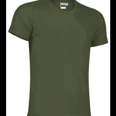T-shirt verde-oliva de homem com gola redonda