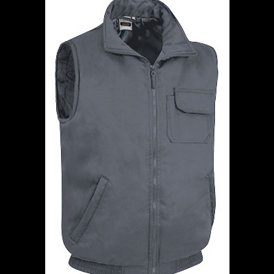 Colete cinza acolchoado com fecho de correr e bolsos