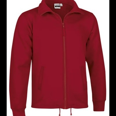 Casaco vermelho com fecho de correr e bolsos