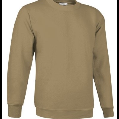 Sweatshirt bege castanho de manga comprida com gola redonda