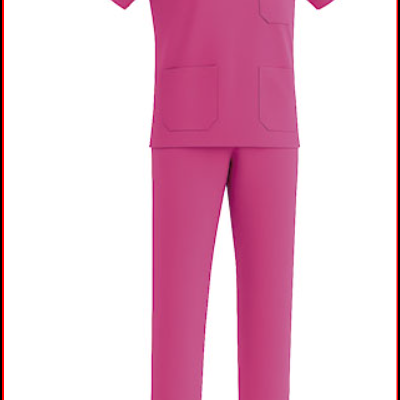 Conjunto de vestuário profissional rosa com camisola de manga curta e calças