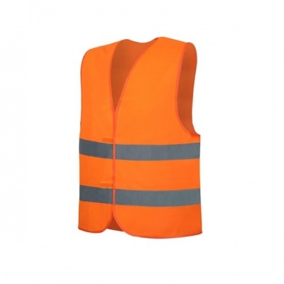 Colete de alta visibilidade laranja com faixas refletoras