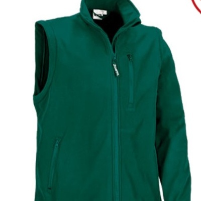 Colete polar verde escuro com fecho de correr e bolso no peito