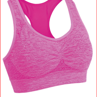 Top desportivo rosa tipo soutien com padrão texturizado e costas nadador