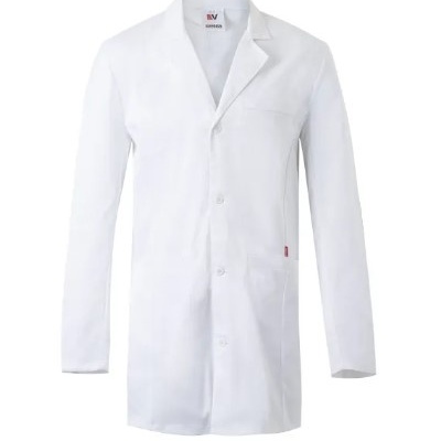 Casaco branco de laboratório com botões e bolsos