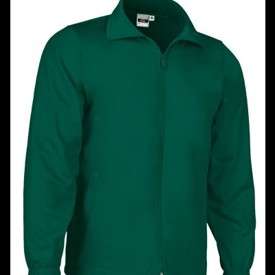 Casaco verde escuro de manga comprida com fecho de correr e gola