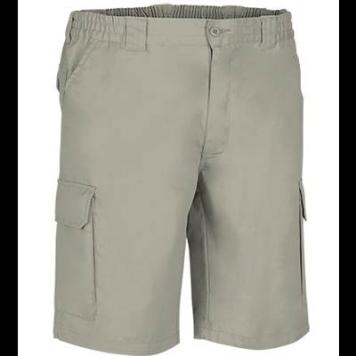 Calções cinza claro com bolsos e cintura elástica