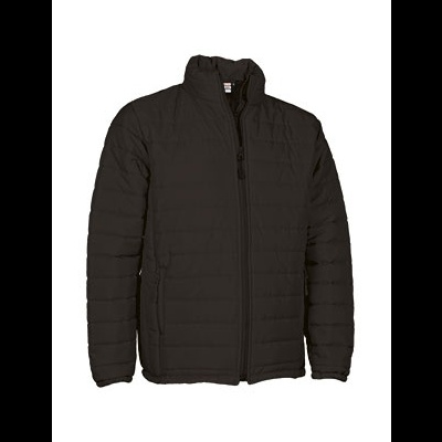 Casaco acolchoado preto com fecho de correr e gola alta